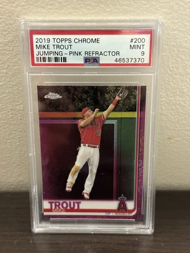 2019 Topps Chrome Mike Trout #200 Jumping Pink Refractor PSA 9 Anaheim Angels
