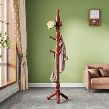 Multibao Sturdy Wooden Coat Rack Stand Vintage Posh Solid Wood 185cm with 9 Hook