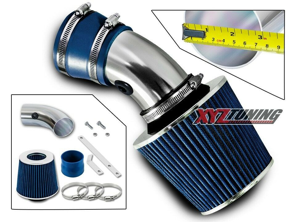 Intake Ram Corto Blu Da 3" + Filtro Per 97-03 Grand Prix/00-05 Bonneville 3.8L