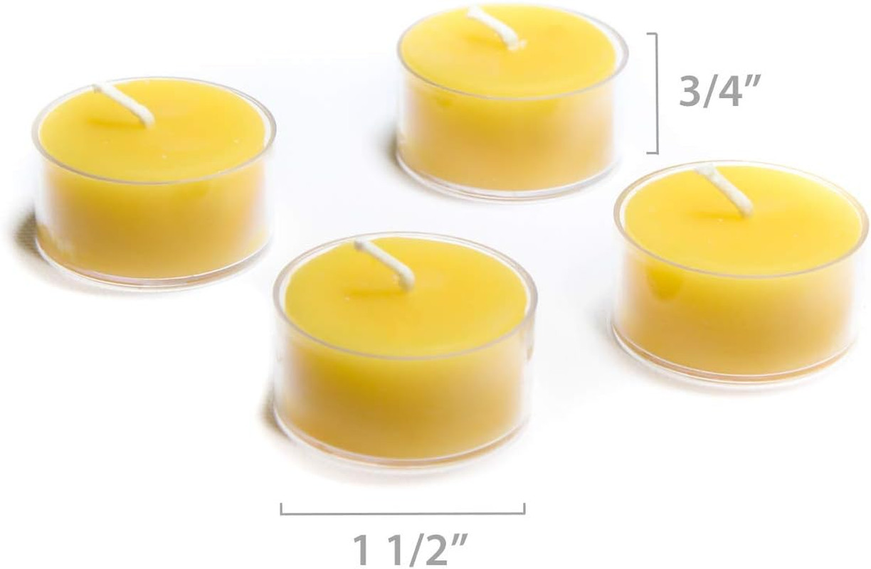 Natural Beeswax Tea Light Candles - 48 Pack, Clean Burning, Fragrance Free