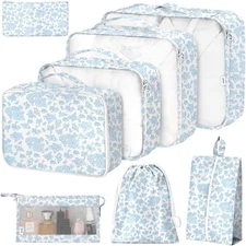 8 Set Packing Cubes for Suitcases,Packing Cube with Shoe, Cosmetics, Clothing, a