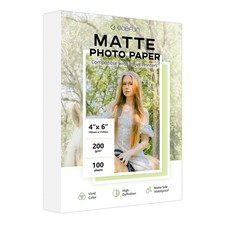 100 Sheets Matte Photo Paper 4x6 Inch, 54lb 200gsm Inkjet Printer Dye Ink