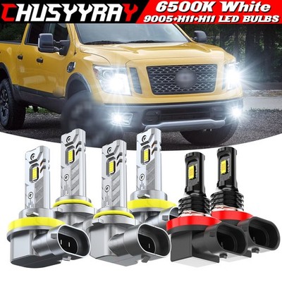 For Nissan Titan PRO-4X S SV Cab Pickup 2017-2021 LED Headlight Fog Light Bulbs