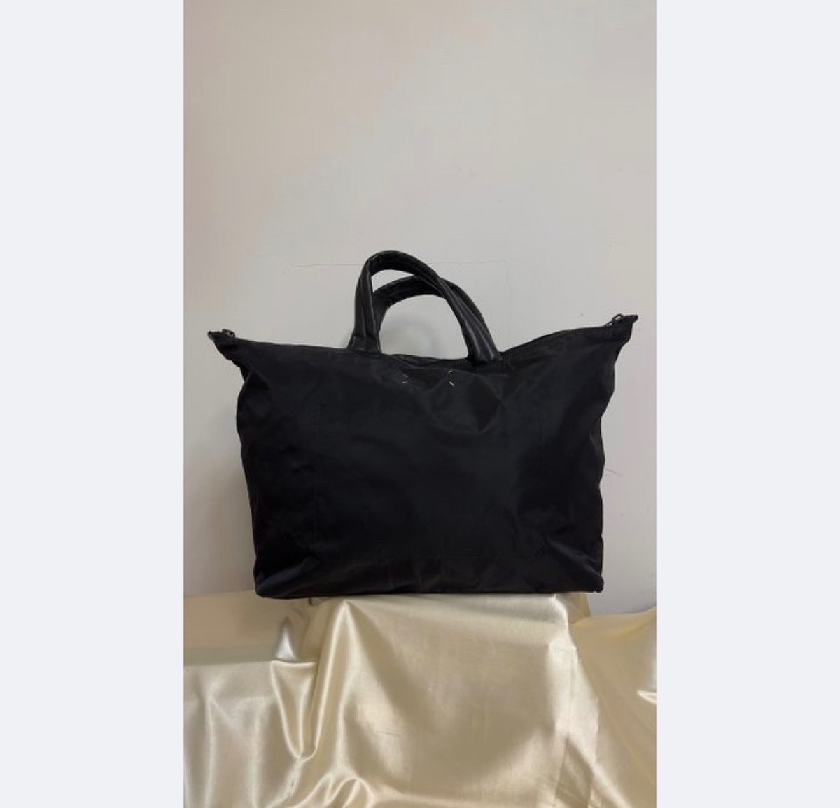 Maison Margiela Large Nylon Leather Tote Bag Black Made in Italy