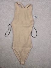 FOREVER 21 Size Small Women's Beige Ribbed Crisscross Back Bodysuit NWT