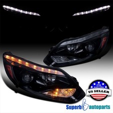 Fits 2012-2014 Ford Focus Led Signal Smoked Projector Headlights Glossy Black Fits 2012-2014 Ford Focus Led Signal Smoked Projector Headlights Glossy Black