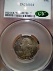 1953 Washington Quarter CAC MS 64 Nicely Toned 90% Silver