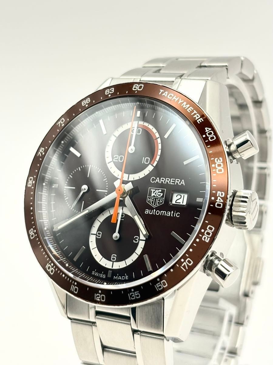 Tag Heuer Carrera Calibre 16 Chronograph Brown Dial Full Serviced From Japan