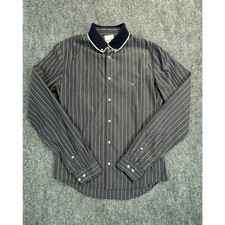 Vintage Lacoste Button Down Shirt Men's Medium Pinstripe Embroidered Croc Logo