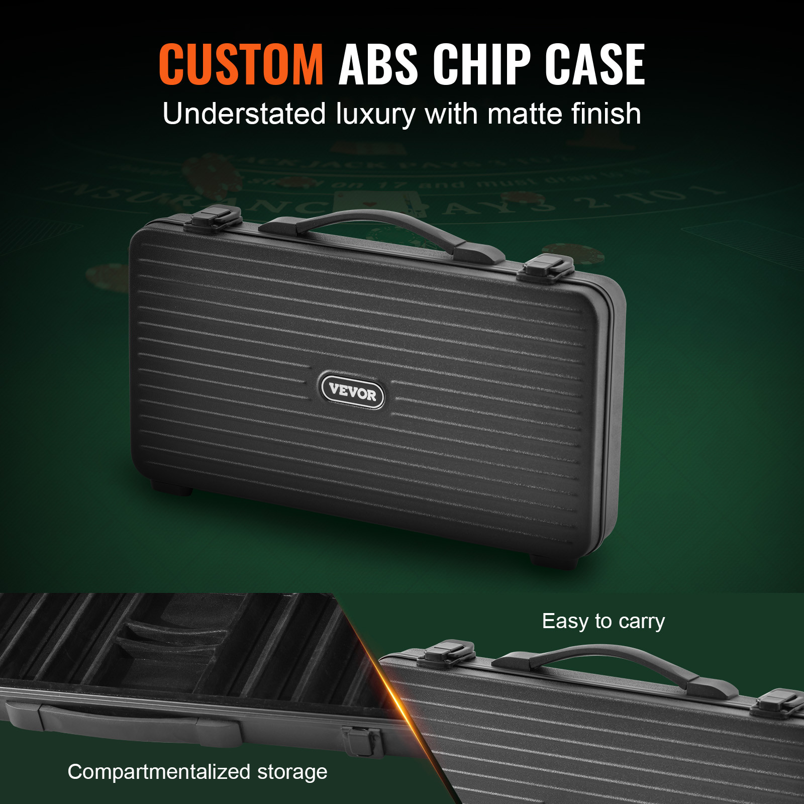 VEVOR 300-Piece Poker Chip Set with Case Texas Holdem Cards 14g Casino Chips