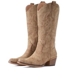 IUV Wide Cowboy Boots For Women Western Cowgirl Mid Calf Snip Toe Boot...