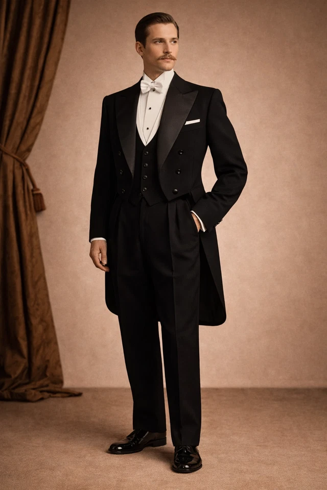 Original 1920s Tailcoat Tuxedo Suit Unisex Size S Vintage Smoking Frack Anzug - Bild 1 von 4