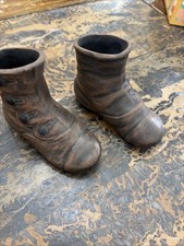 Vintage Ceramic High Button Dark Brown Baby Boots