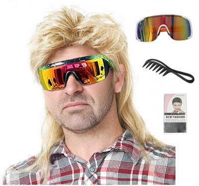 Lotfon Men's Blonde 80s Mullet Wig, Retro One Size Fits Most, 1-Light 