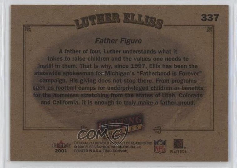 2001 Fleer Tradition Unsung Heroes Luther Elliss #337 - Image 2 of 2