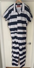 Blue and White Inmate Jail Prison Jumpsuit Costume