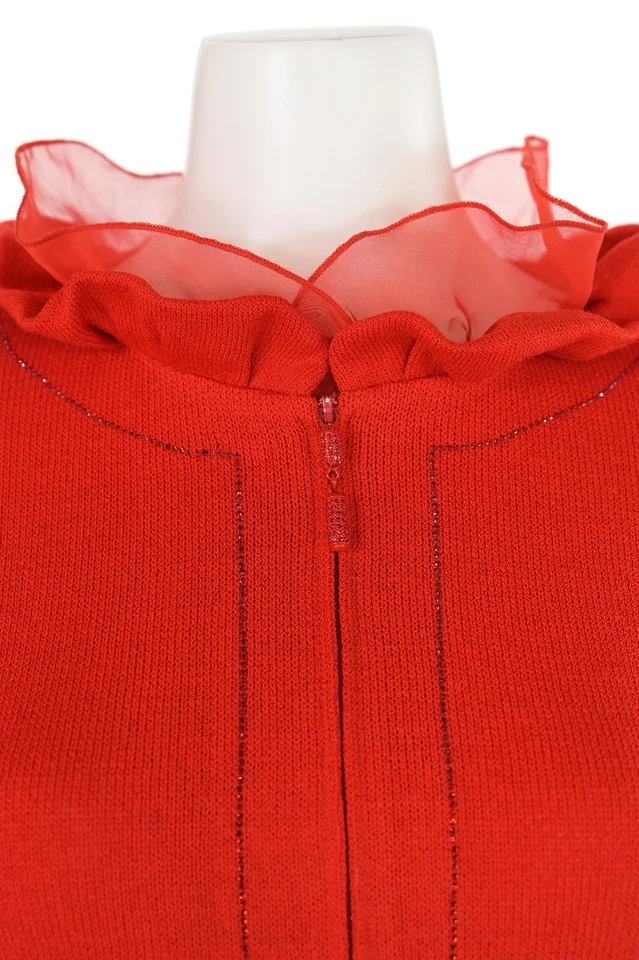 Traje de falda de cristal de noche St. John de 2 piezas talla 4/2 conjunto de chaqueta y falda en rojo cálido Foto 4 de 4