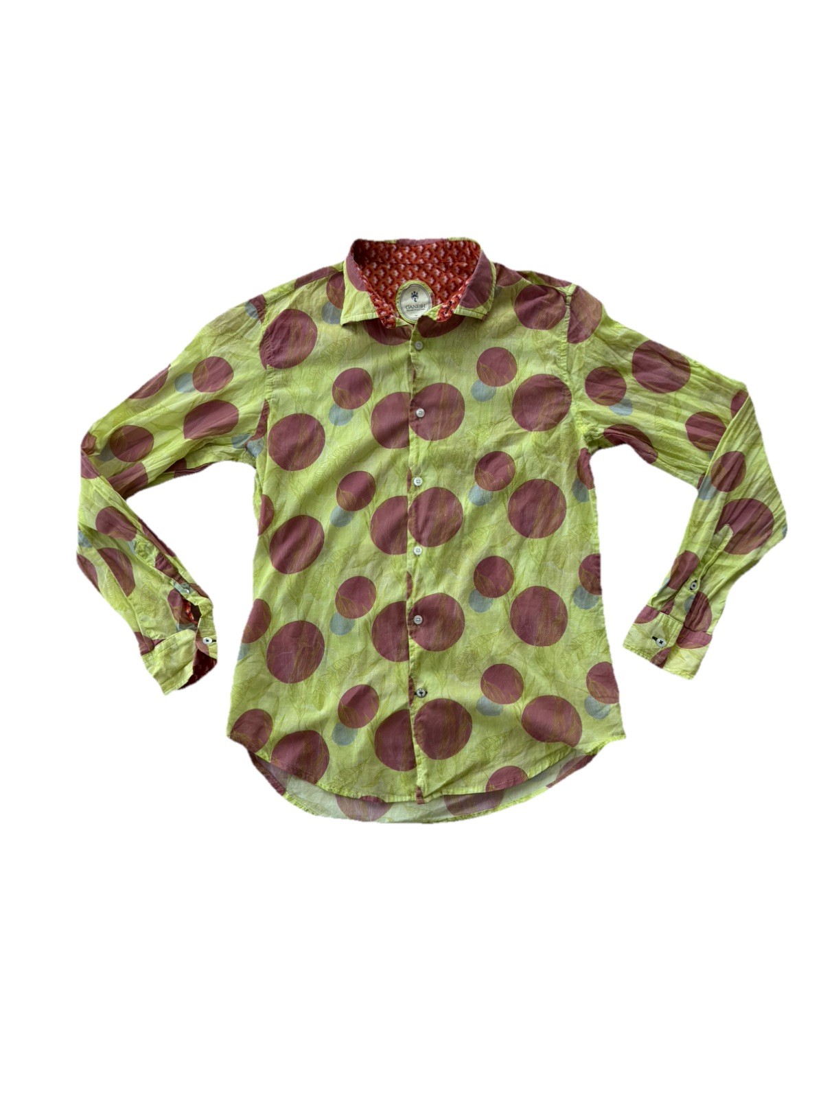 Ganesh Men's Tropical Print Button Down Long Sleeve Cotton Shirt Large italy