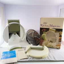 Vtg 1970 Popeil's Kitchen Magician Food Cutter Slicer Shredder w/Original Box