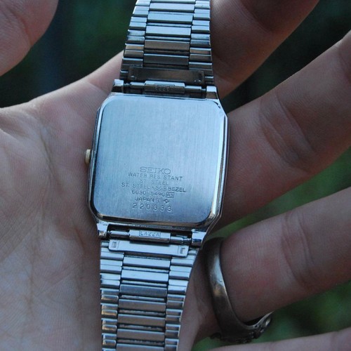 SEIKO Seagull 6030-5490 Men's Black Square Quartz Wri… - Gem