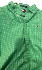 VTG Tommy Hilfiger Mens Button Down Shirt Short Sleeve 90s Flag Logo Size XXL