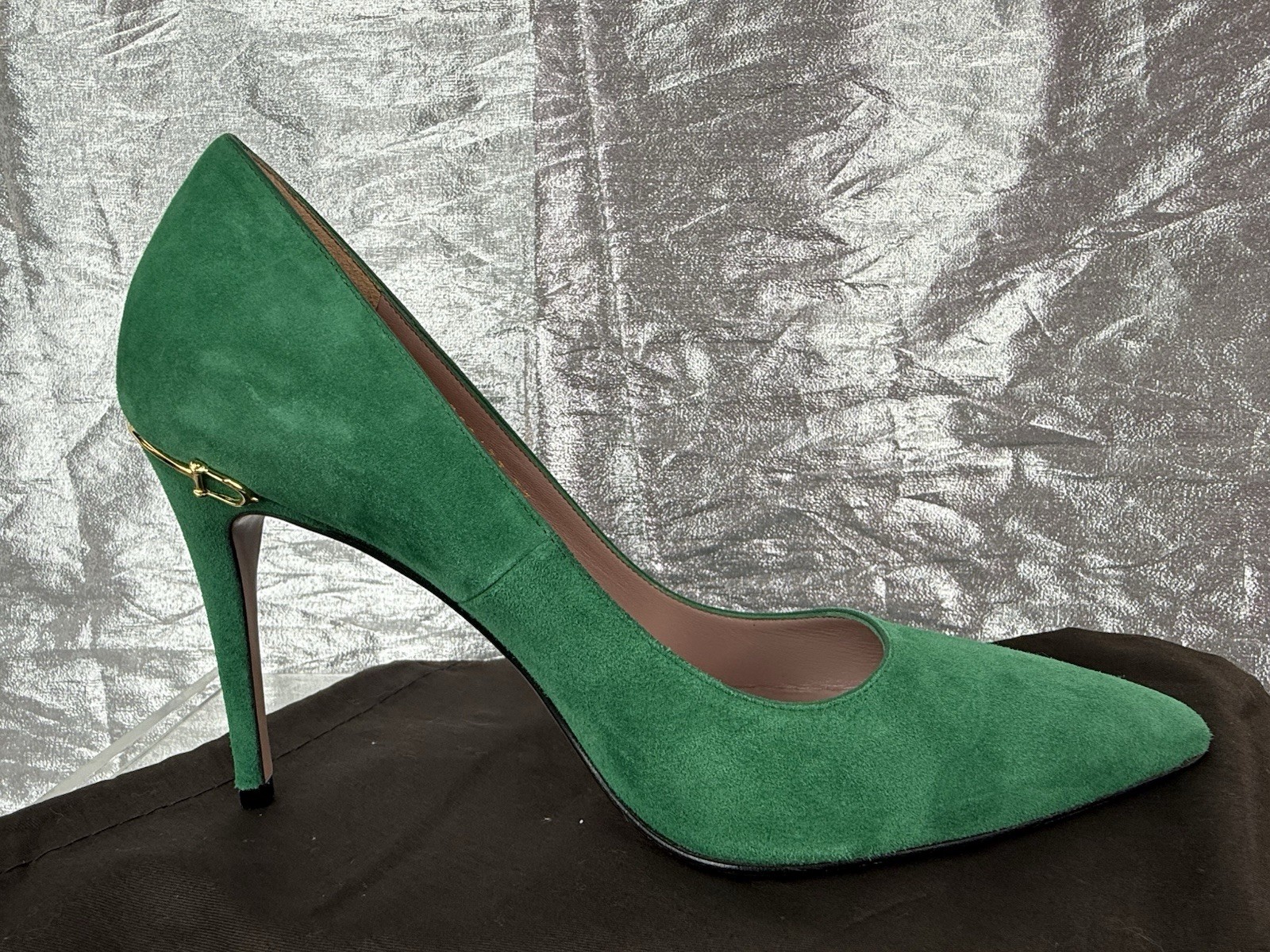 Gucci Green Suede Horsebit Pumps EU 37 US 7 Heels Pumps Made in Italy NWOB thumbnail 5