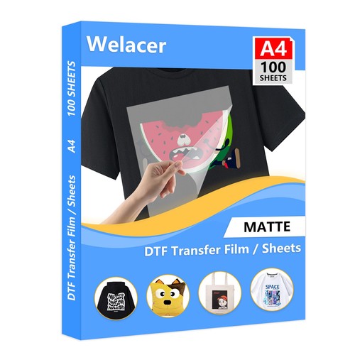 100 Sheets DTF Transfer Film Paper A4 Double Sided Thick Clear Pretreat Sheet...