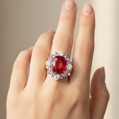 925 Sterling Silver Rose Gold Rings Brilliant Sunset Orange Sapphire Oval 9.70Ct