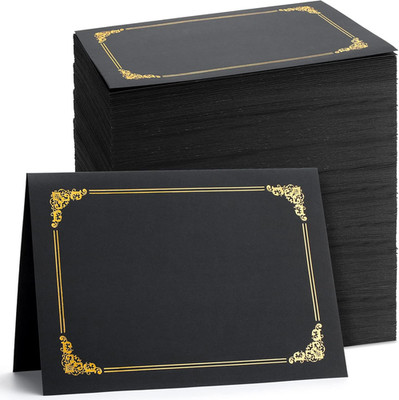 Fainne 120 Pack Certificate Holders Bulk, Diploma Covers Gold Foil Border, Docum