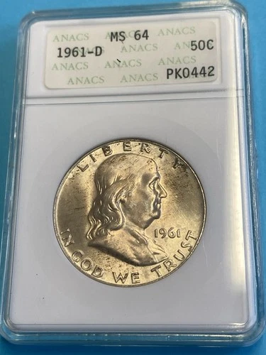 1961-D Franklin Half Dollar  ANACS MS-64 Old Holder