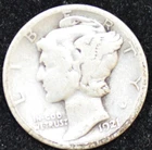 1921-D GOOD-VERY GOOD Mercury Dime, 90% SILVER!