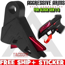 AGGRESSIVE ARMS RAZZOR BLACK RED FLAT ALUMINUM TRIGGER FOR GLOCK GEN 1 2 3 4 5