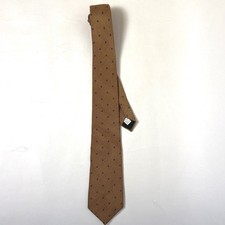 Wembley Vintage Geometric Silk Cotton Blend Tie Tan Brown Blue Made in USA