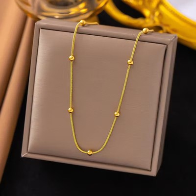 Women's Gold Plated Round Snake Bead Chain Necklace Fashion Jewelry Gift