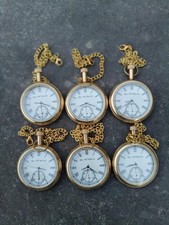 Lot of 6 Antique Brass watch pocket Collectible Brass Pocket Watch Gift