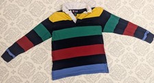 Chaps Rugby Polo Shirt Youth Boys 10/12 Multicolor Crest Colorblock Ivy Preppy