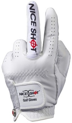 Nice Shot The Bird Men's Golf Glove in White Cabretta Leather