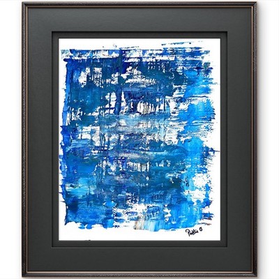 Tidal Blues Contemporary Abstract Fine Art Painting 14X11 Gallery Paper Signed