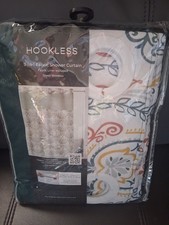 Hookless 3 In 1 Fabric Shower Curtain French Damask 71 In Wide x 74 in Long