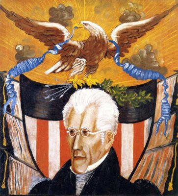 #ad Oil painting Andrew Jackson Edward Hicks man portrait amp; bird hawk handmade art $73.79