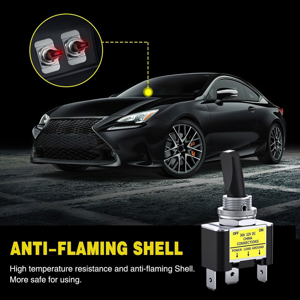 Nilight 5PCS LED Toggle Switch ON Off 12V 30A Red LED Lighted Metal ...