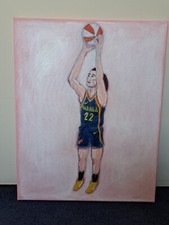 Original acrylic Ink pink "Caitlin Clark" 20x16"  1/1 Limited signed by artist