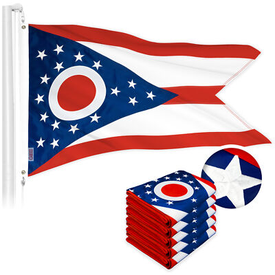 G128 5 Pack: Ohio OH State Flag 1x1.5 Ft ToughWeave Embroidered 300D Polyester
