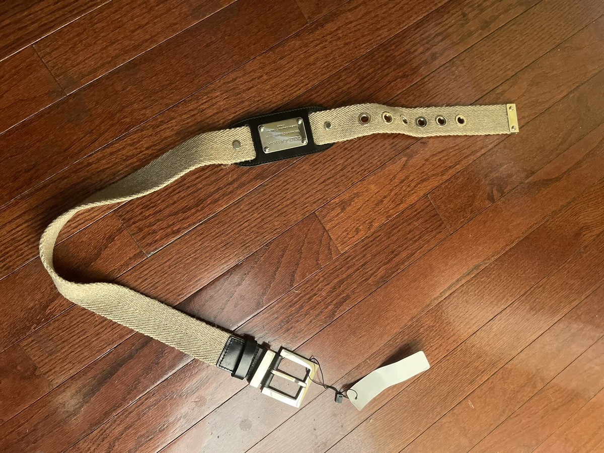 Dolce & Gabbana Beige Canvas and Leather Plaque Detail Waist Belt 80CM NWT Dolce & Gabbana Beige Canvas and Leather Plaque Detail Waist  main image 4