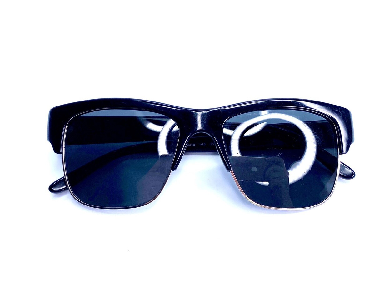 Stella McCartney Black Silver Oversize Sunglasses SM4044 2055/87