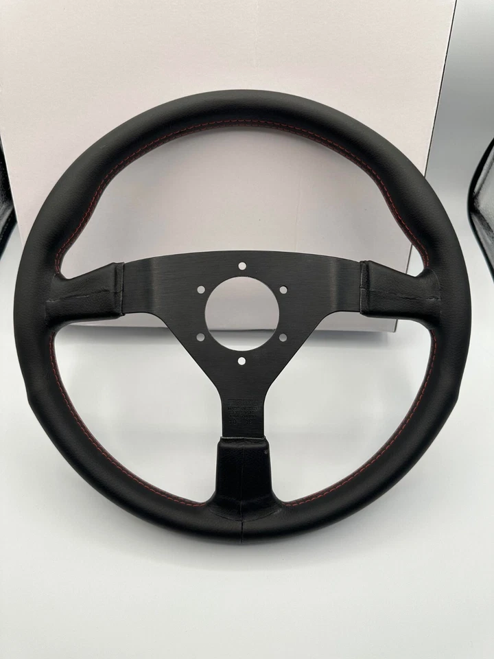 NEW MOMO Monte Carlo 350mm Leather Steering Wheel Red Horn Red Stitch - Image 4 of 4