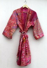 Silk patchwork handmade kantha jacket japanese kimono style kantha robe winter