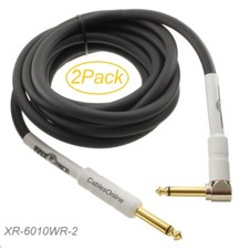 2-Pack 10ft High Performance 1/4" TS to 1/4" TS Right-Angle Instrument Cables