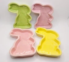 Bunny Baking Dish Bakeware Oven Mold Pink Green Purple Yellow FSG Stoneware 4pc