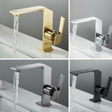 Bathroom Basin Faucet Waterfall Single Handle Vanity Sink Mixer Tap Deck Mounted